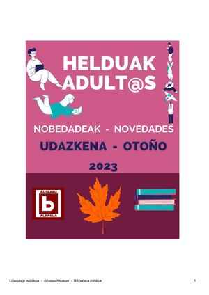 Novedades público adulto - Otoño - 2023 - Udazkena - Helduentzako nobedadeak