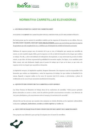Información Sobre Normativa Carretillas Elevadoras Ib