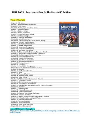 Emergency Care In The Streets 8th Edition By Nancy Caroline Test Bank