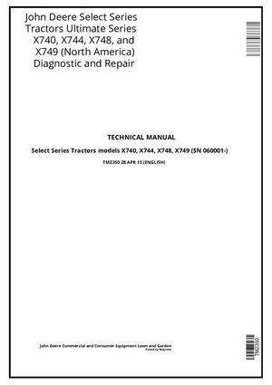 John Deere X740 X744 Tractors Technical Service Repair Manual