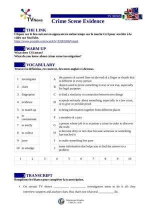WORKSHEET Crime Scene Investigation