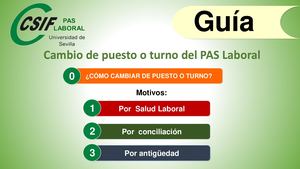 GUÍAS DE CAMBIO DE CENTRO O TURNO DE TRABAJO DEL PAS LABORAL DE LA UNIVERSIDAD DE SEVILLA