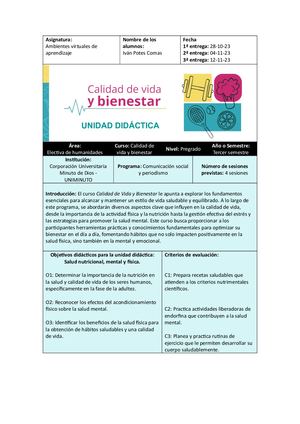 Unidad Didáctica Calidad De Vida Y Bienestar