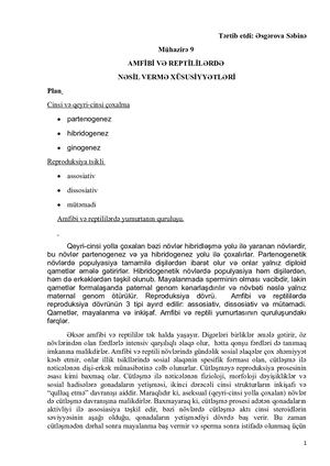 Mühazirə 9 Amfibi Və Reptililərdə Nəsil Vermə Xüsusiyyətləri