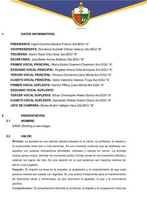 Plan Estratégico Gobierno Estudiantil Lista 1