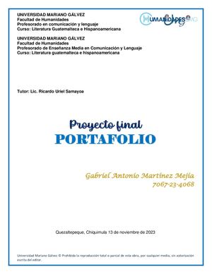 Proyecto Final, Portafolio Literatua Guatemalteca E Hispanoamericana 13 11 2023