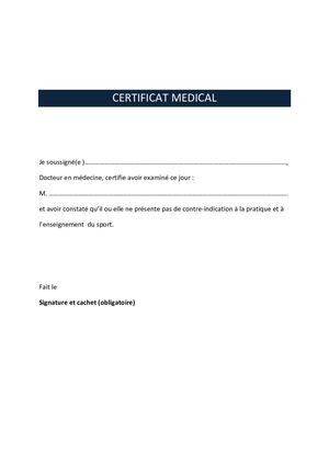 Certificat Médical Type