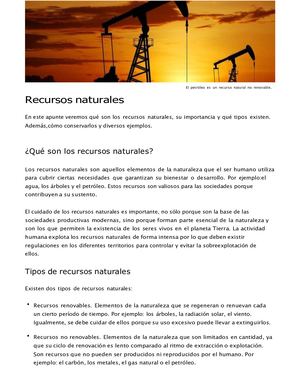 Recursos Naturales Concepto, Tipos, Conservación Y Ejemplos