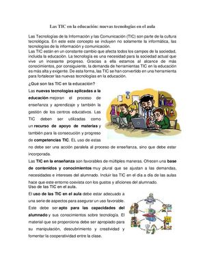 Las Tic En La Educación