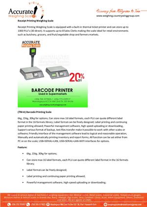 15Kg/30Kg Electronic Barcode Label Printing Scale in Kampala