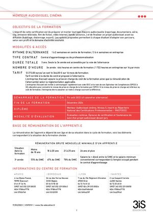 Fiche formation Bachelor CAV 3ème année option RAV - 3IS