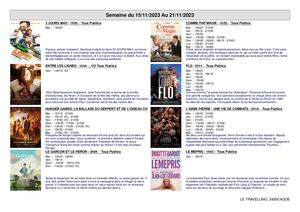 Programme du cinéma d'Agde du 15 novembre