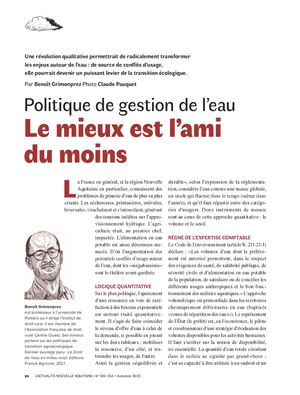Politique de gestion de l’eau. Le mieux est l'ami du moins