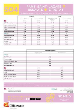 Ligne 504 2023 2024 Paris Breaute Etretat Hiver