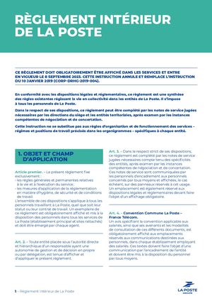 Réglement Intérieur De La Poste 2023