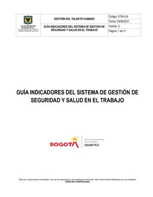 Guía De Indicadores Sg Sst F