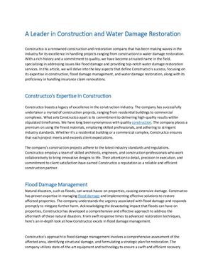 A Leader In Construction And Water Damage Restoration