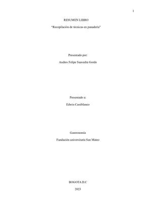Resumen Libro Panaderia
