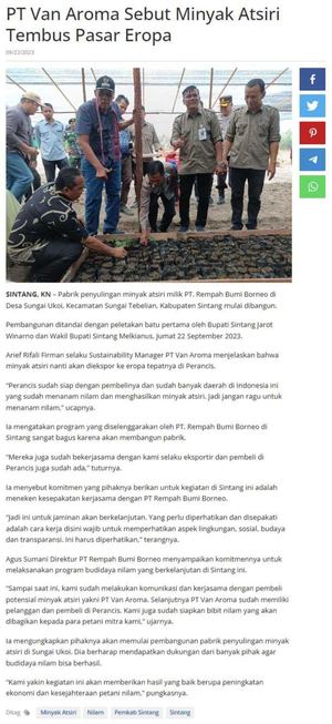 Van Aroma on Kalimantan News