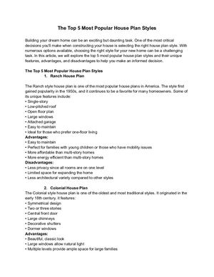 The Top 5 Most Popular House Plan Styles