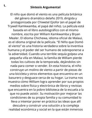 trabajo el niño que domo el viento