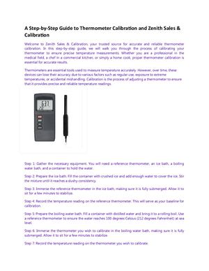 A Step By Step Guide To Thermometer Calibration And Zenith Sales & Calibration