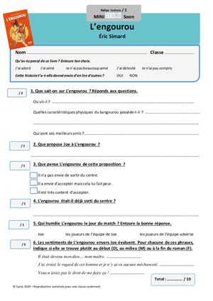 Fiches Eleves Et Corriges Engourou