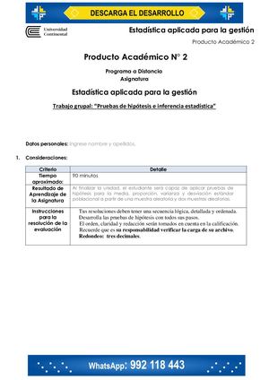 Estadística Aplicada Para La Gestión PA2
