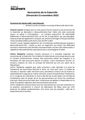 Compte-rendu Rencontres de la fraternité