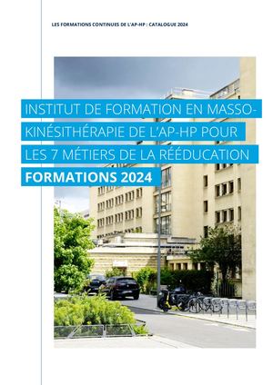 Ifmk ap-hp_Les Formations Continues De L'ap Hp_Catalogue 2024