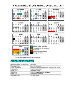 Calendario De Colores 23 24