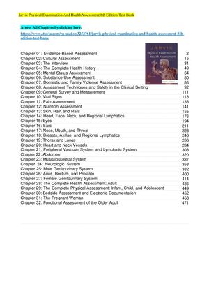 Jarvis Physical Examination And Health Assessment 8th Edition Test Bank
