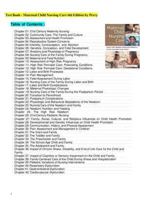 Test Bank Maternal Child Nursing Care By Perry (6th Edition, 2017)