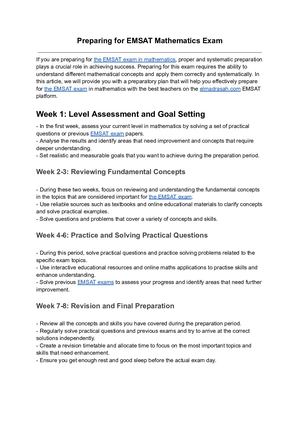 Preparing For Emsat Mathematics Exam