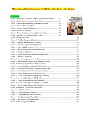Maternity And Pediatric Nursing 3rd Edition Test Bank