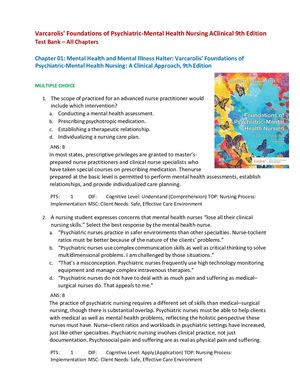 Varcarolis’ Foundations Of Psychiatric Mental Health Nursing 9th Edition Test Bank