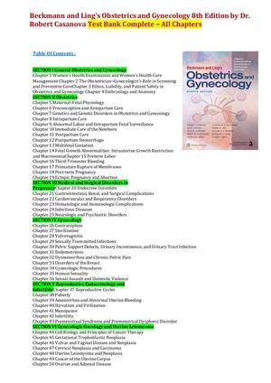 Beckmann And Ling's Obstetrics And Gynecology 8th Edition By Dr Robert Casanova Test Bank