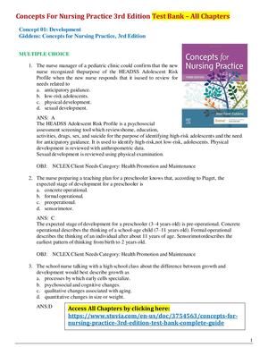 Concepts For Nursing Practice 3rd Edition Test Bank