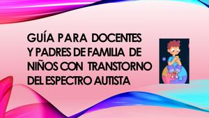 Cartilla Para Profesores De Alumnos Con Trastorno Del Espectro Autista