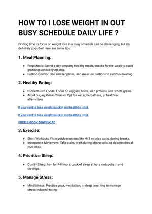 How To I Lose Weight In Out Busy Schedule Daily Life