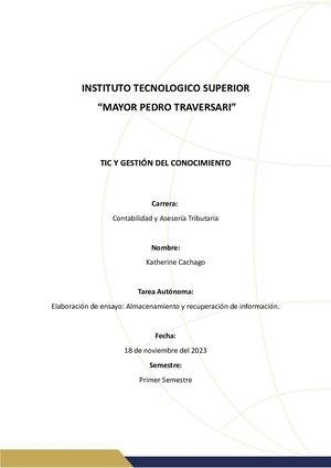 Ensayo Almacenamiento Y Recuperación De La Información