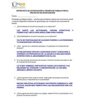 Entrevista Respondida de los padres