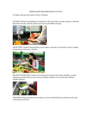 Operaciones Preliminares En Cocina