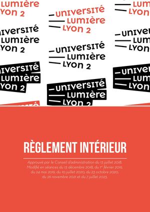 Règlement intérieur de l'Université Lumière Lyon 2