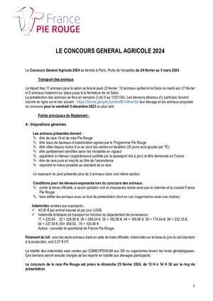 Règlement Pie Rouge Cga 2024