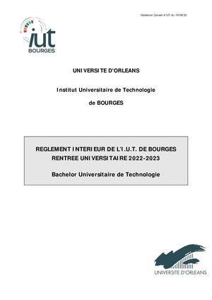 Règlement intérieur - Bourges - IUT