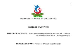 Rapport D'activite Renforcement Des Capacites Microbiologie Du 29 Au 31 Décembre 2021