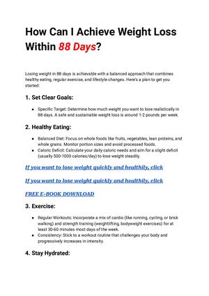 How Can I Achieve Weight Loss Within 88 Days