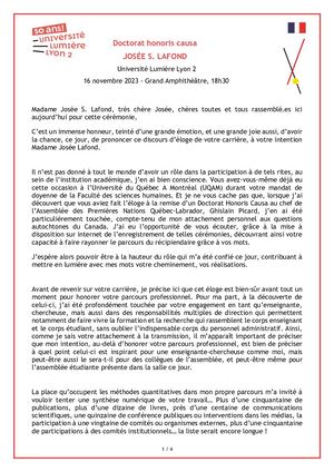 Éloge de Josée S. LAFOND