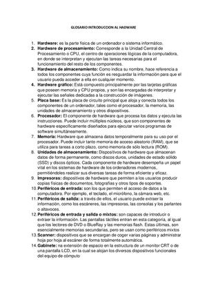 Glosario Introduccion Al Hardware